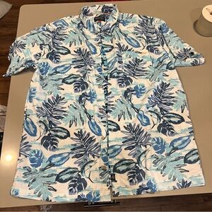 Tropical Blue Salt Life Leaf Print Men's Shirt
